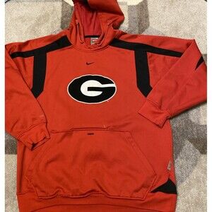 Nike Georgia Bulldogs Hoodie Mens Small Red Pullover Football Dri-Fit Therma